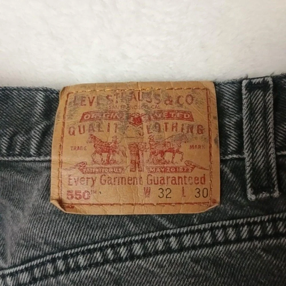 Vintage Levis 550 Jeans Mens 32x30 Black Y2K Straight Relaxed Charcoal Denim